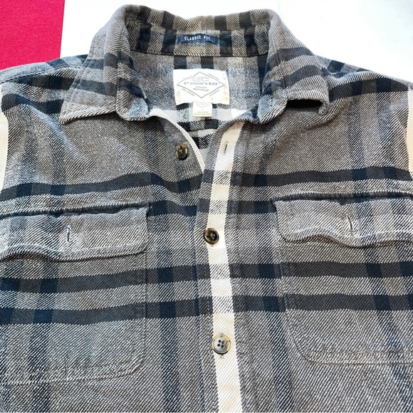 St Johns Bay BLACK GRAY work SHIRT “Classic Fit” heavy plaid FLANNEL Cotton LRG - Picture 15 of 16